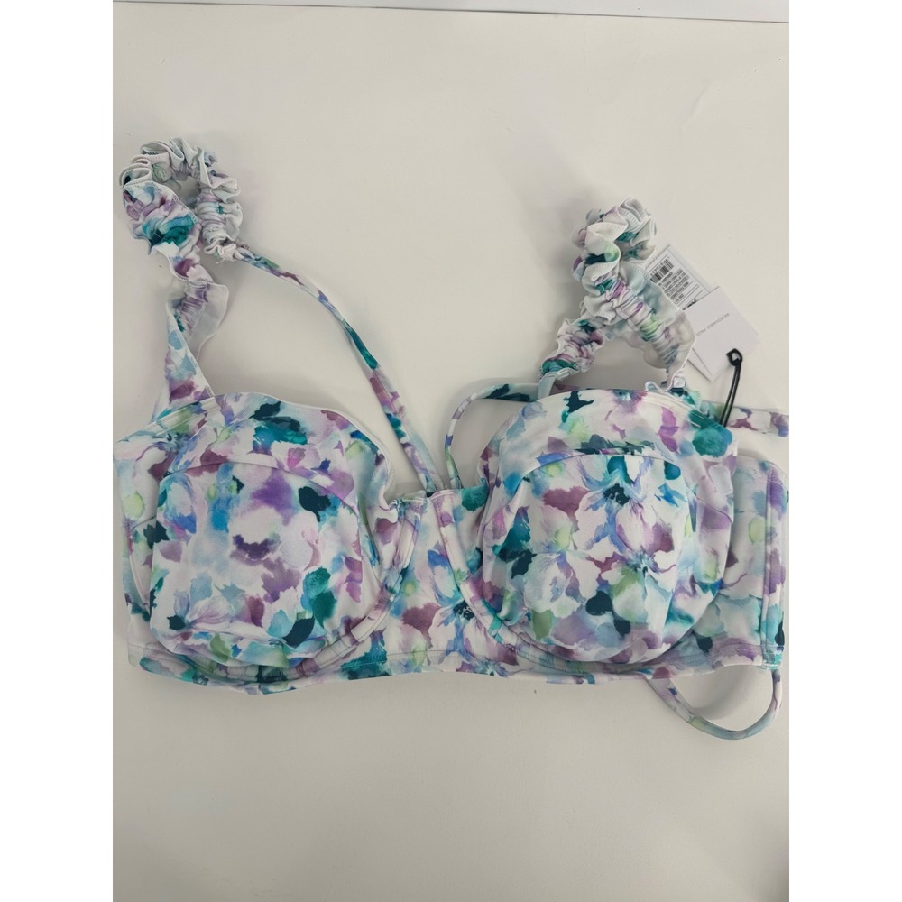 Shade & Shore Womens Floral Underwire Bikini Top Ruffle Strap Sz XL NWT - Picture 1 of 12